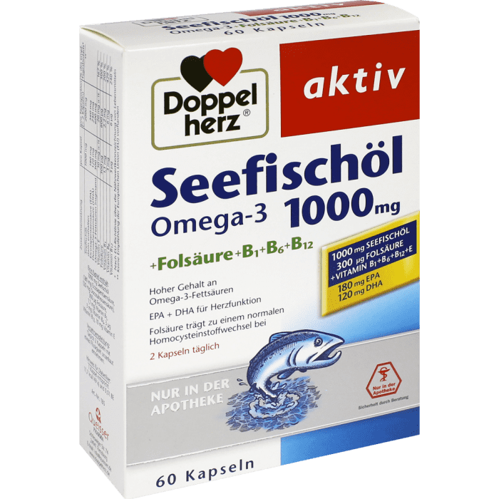 DOPPELHERZ AKTIV OMEGA 3 + VITAMIN E - 60 capsules UK